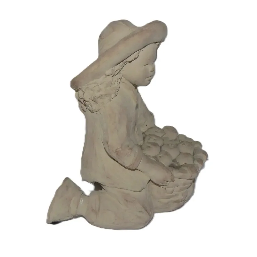 Vtg Austin Sculptures Rustic Children Holding Basket Hat Country Folk Art Daze